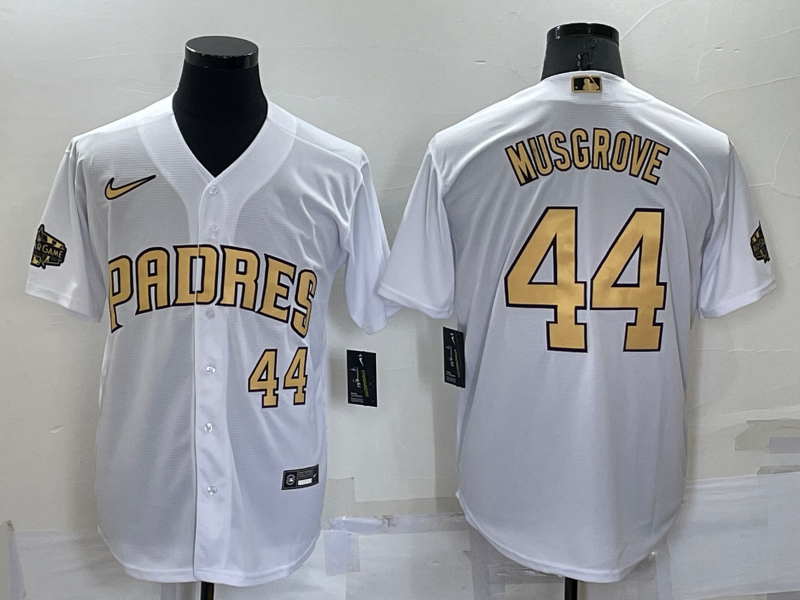 Men's San Diego Padres #44 Joe Musgrove 2022 All-Star White Cool Base Stitched Baseball Jersey Men's San Diego Padres #44 Joe Musgrove 2022 All-Star White Cool Base Stitched Baseball Jersey